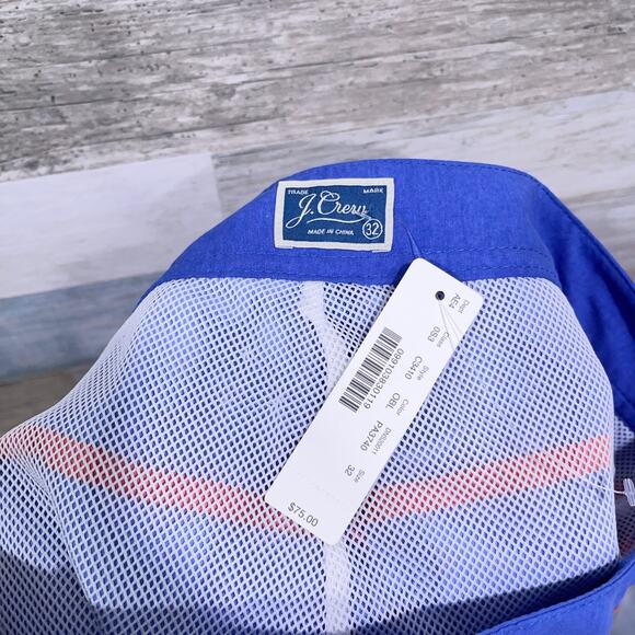 J Crew 9" Long Board Short In Oxford Blue Stripe Lined Pockets Swim Mens 32 - Picture 5 of 5